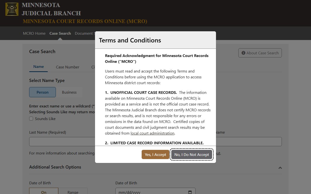 Lake County Court Administrator MCRO access terms
