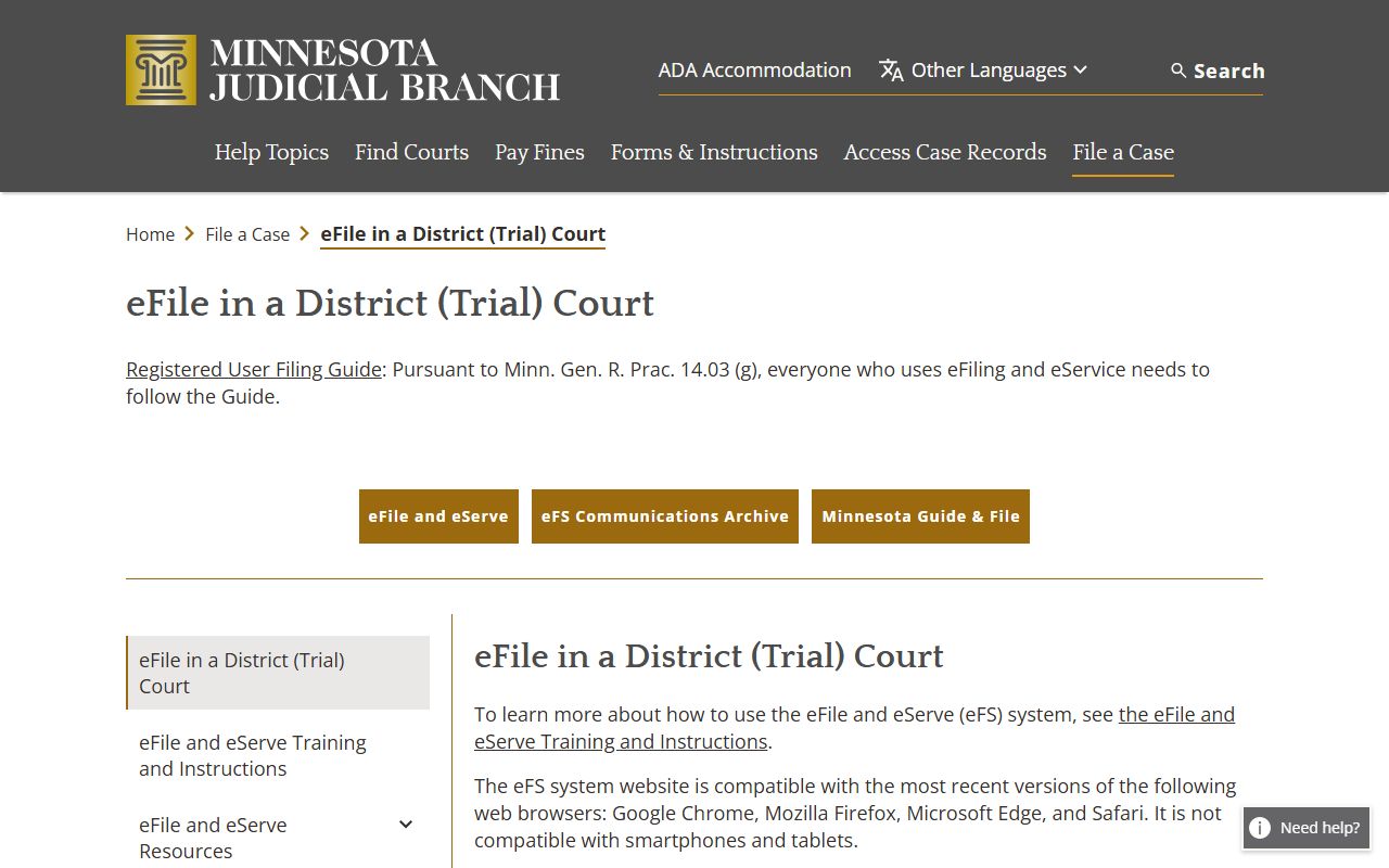 Lake County Court Administrator district trial court eFiling