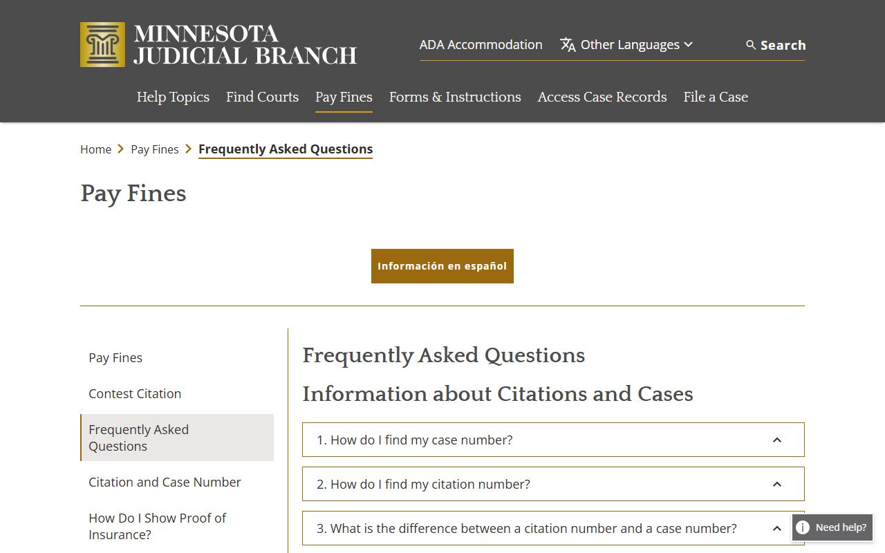 Lake County court dockets citation filing and payment FAQ