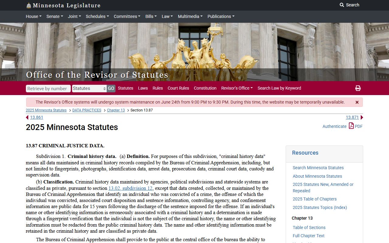 Lake County court records Minnesota criminal history data statute