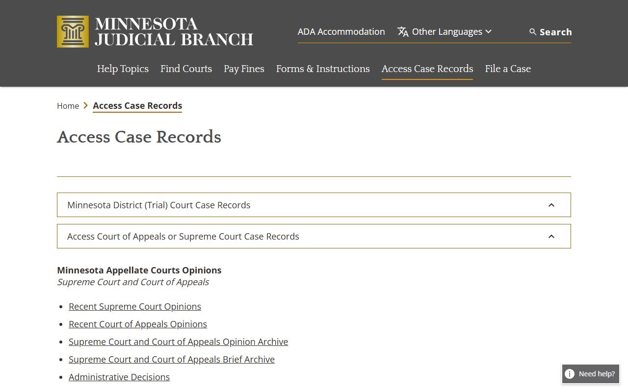 Lake County court records access options from Minnesota Judicial Branch
