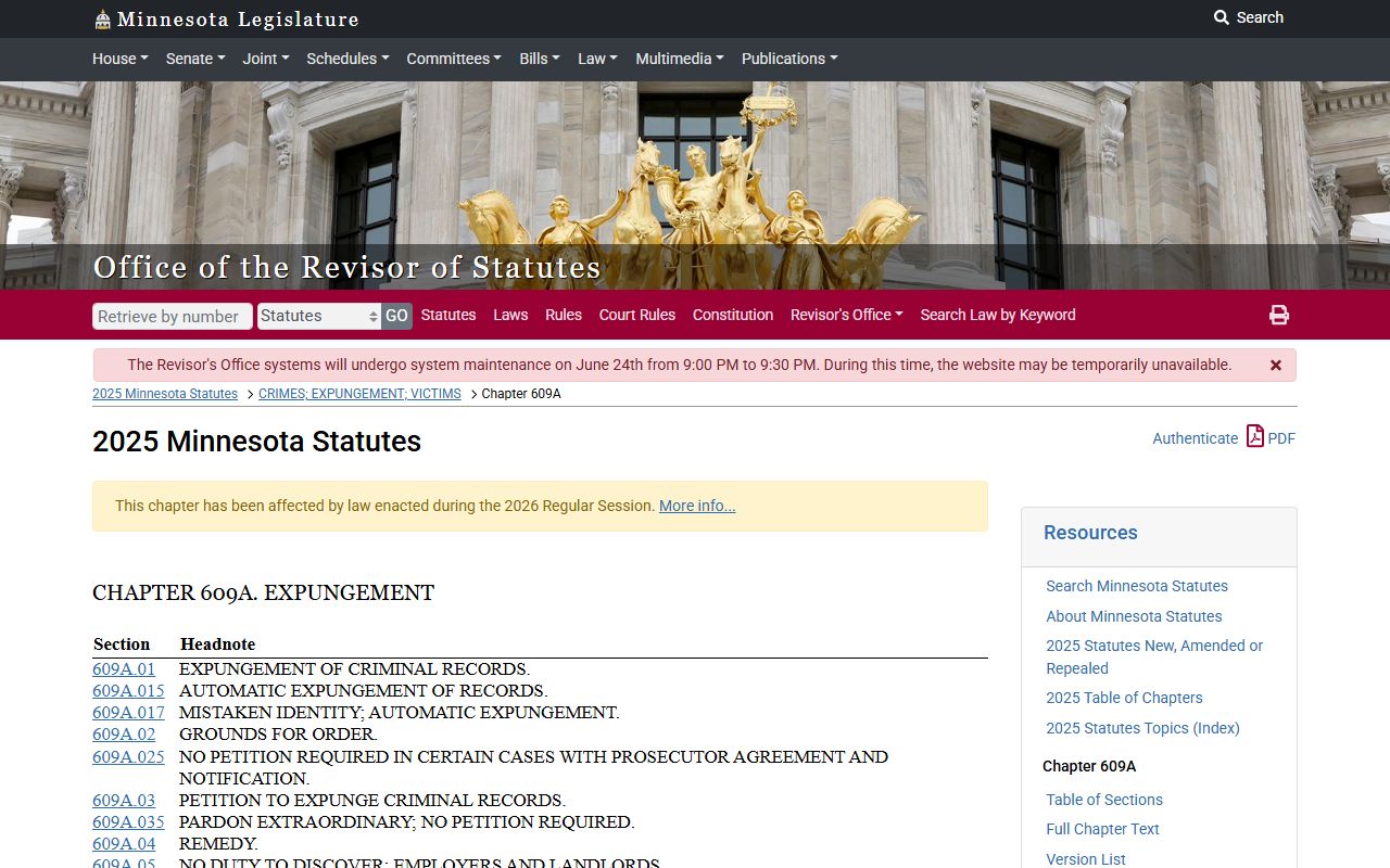Lake County criminal court records Minnesota expungement chapter