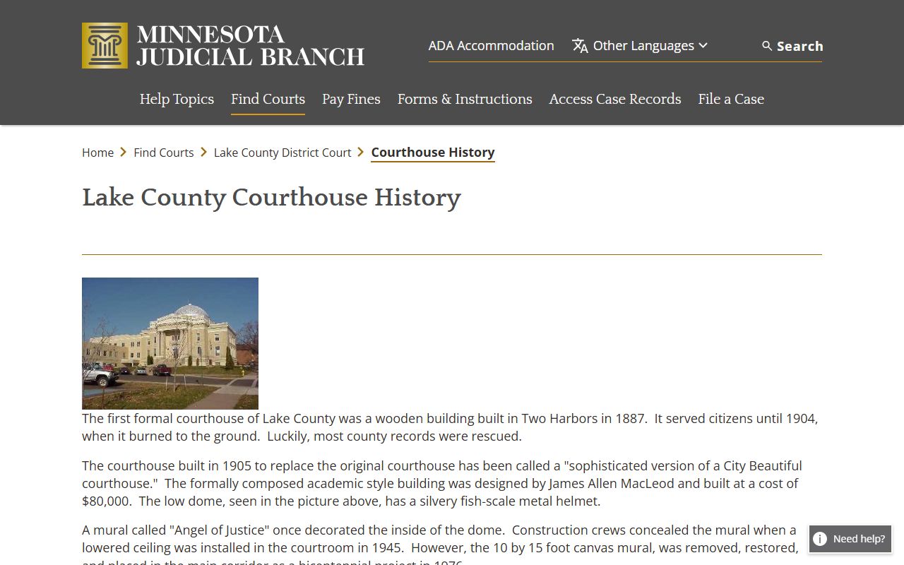 Lake County District Court courthouse history