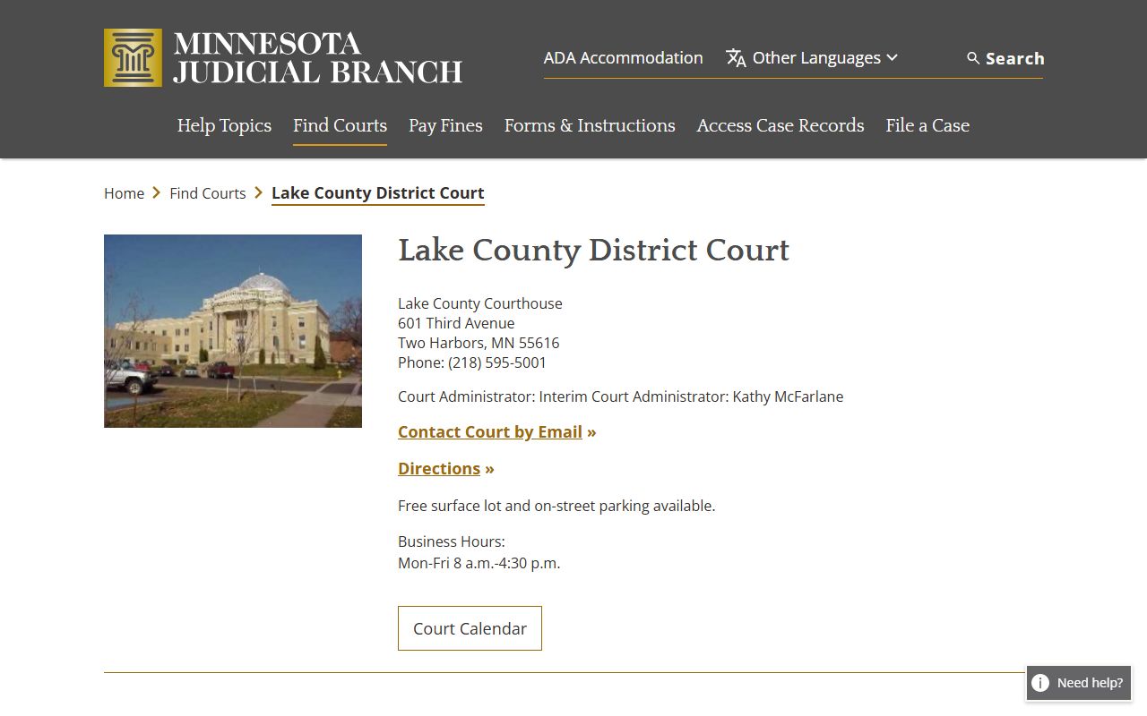 Lake County District Court official contact page