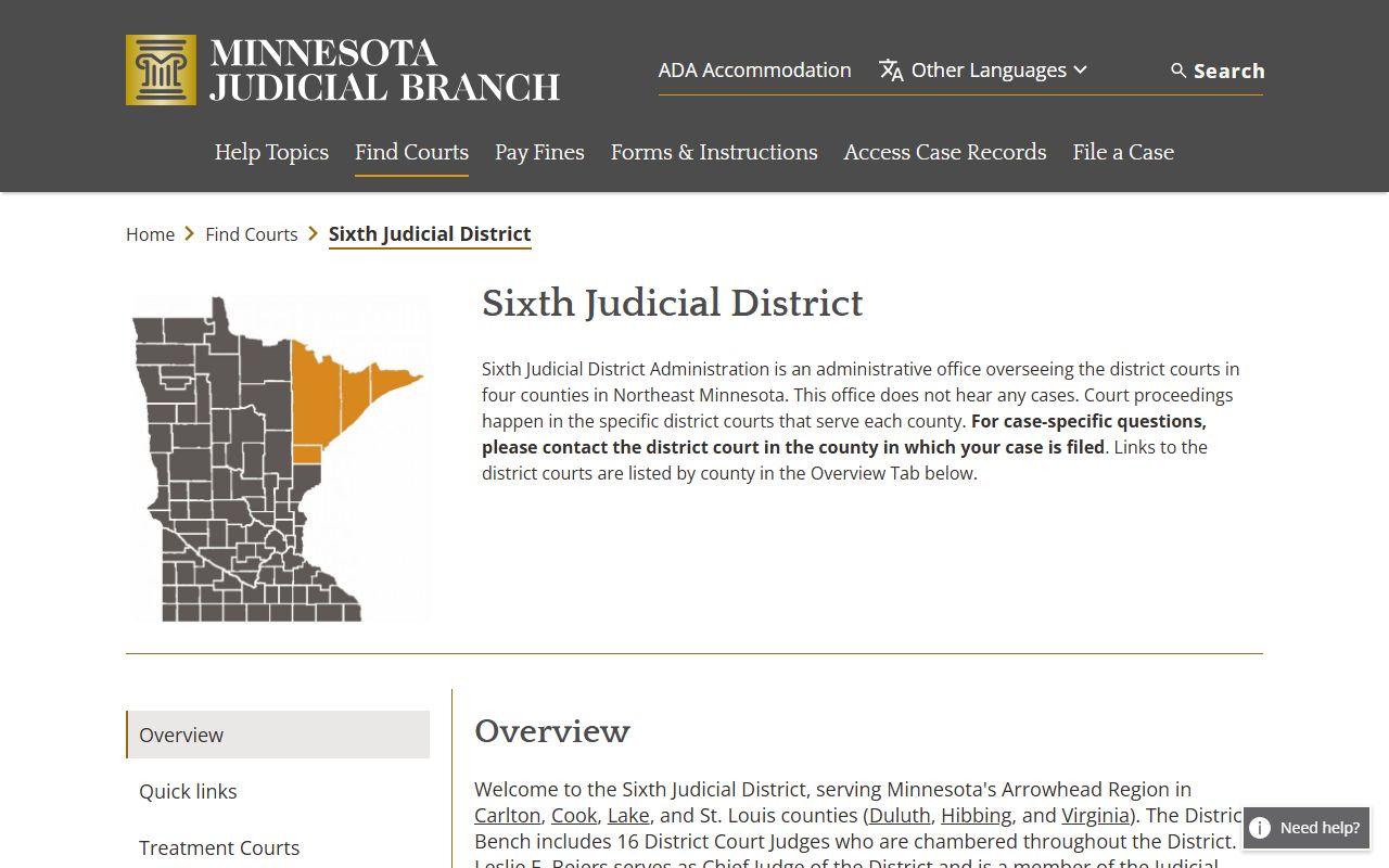 Lake County District Court Sixth Judicial District overview