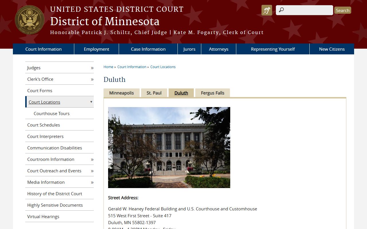 Lake County court records Duluth federal courthouse source