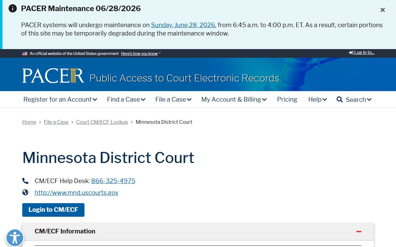 Lake County court records PACER Minnesota district court source