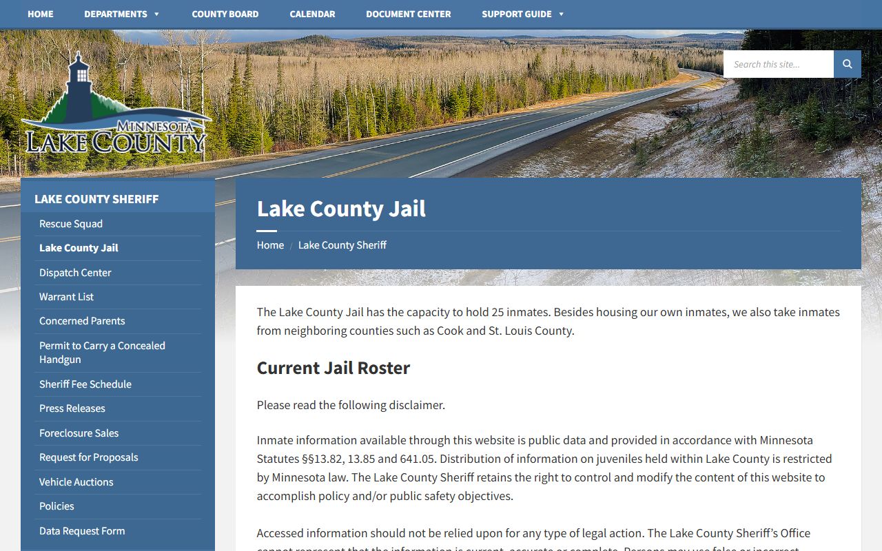 Lake County Jail official roster and jail information page