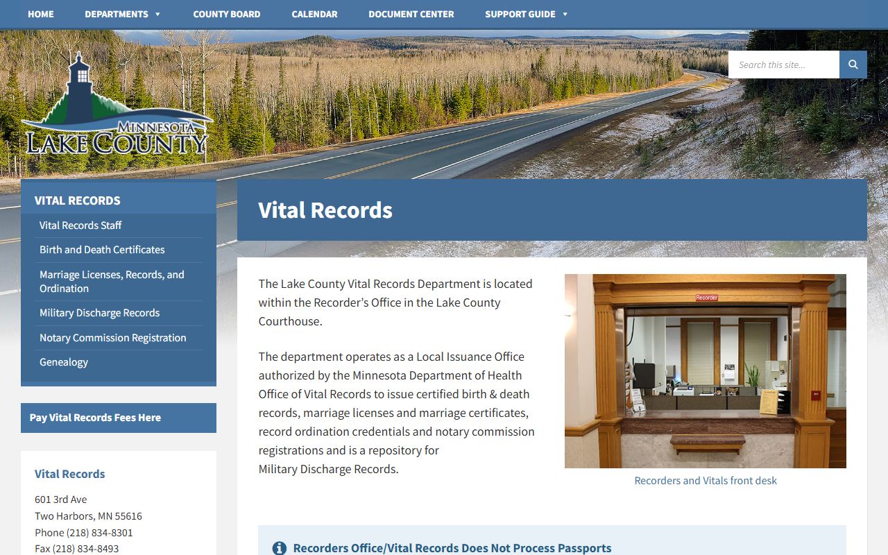 Lake County Vital Records office page