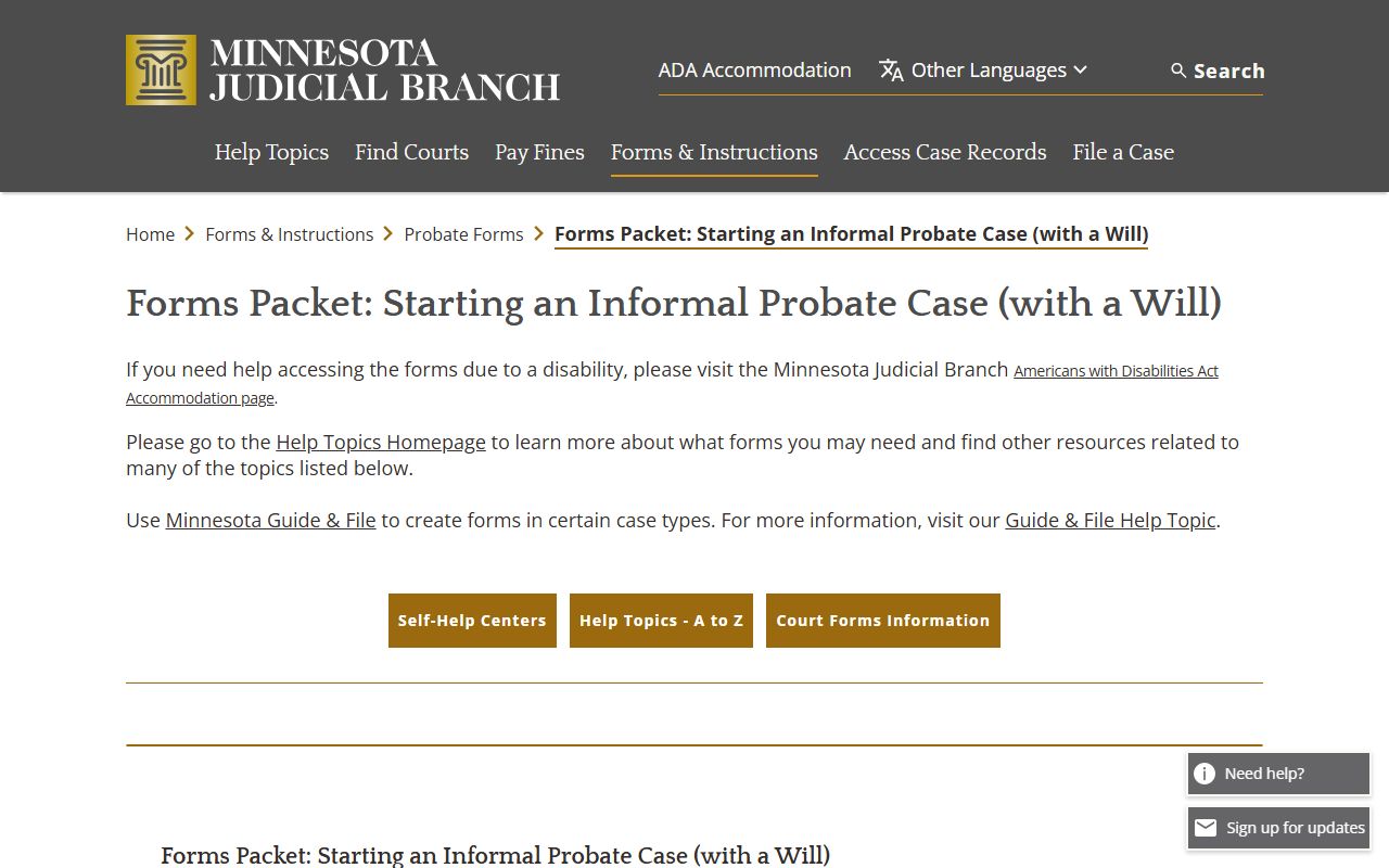 Lake County probate records informal probate with will forms packet